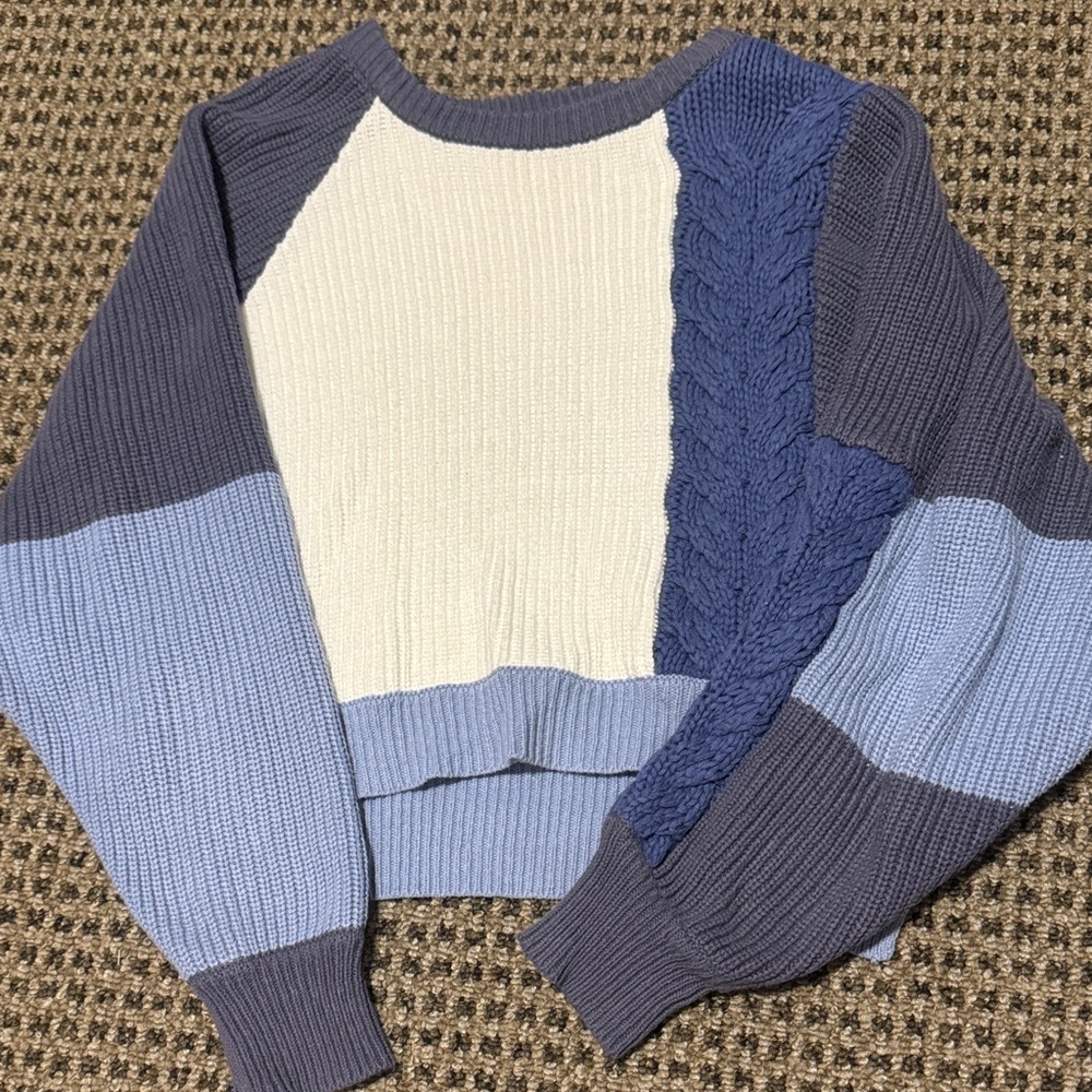 Colorblock Cable Knit Sweater